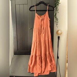 Blu Pepper Rust Crochet lace details maxi dress